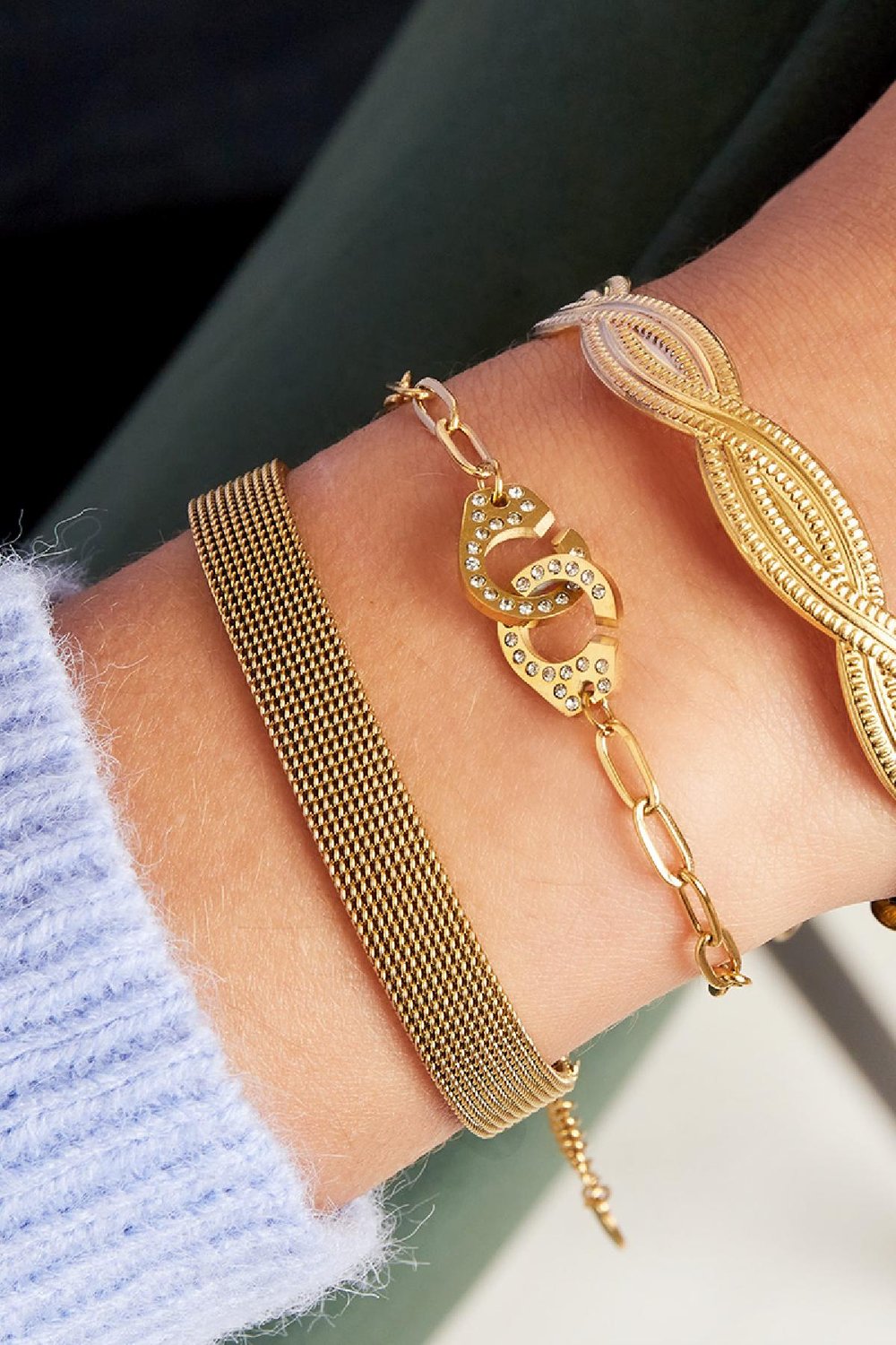 Armband Manschetten Goldfarbe Edelstahl h5Bild2